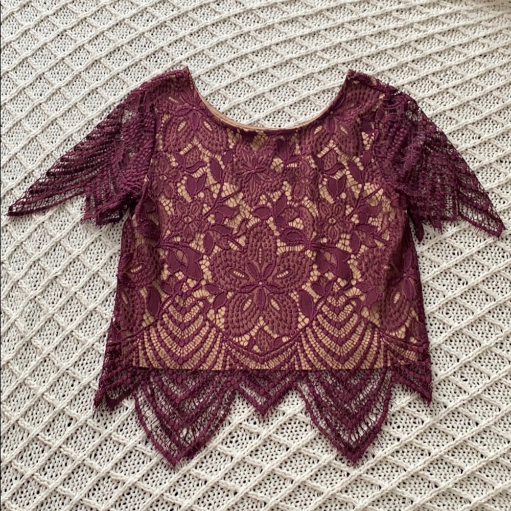 Express Burgundy Lace Top